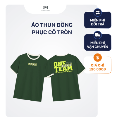 Áo thun đồng phục cổ tròn unisex màu xanh phong cách tối giản Unique Mode
