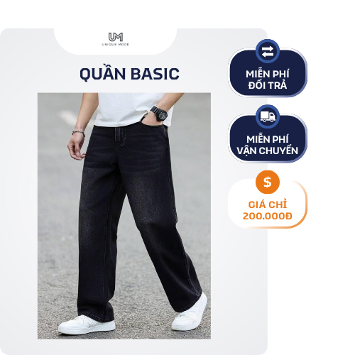Quần Jean Ống Rộng Nam Màu Đen Khói – Form Wide-Leg Denim Retro Cao Cấp - Ảnh 4