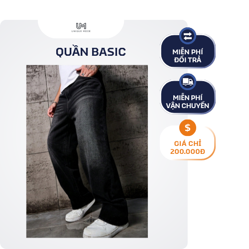 Quần Jean Ống Rộng Nam Màu Đen Khói – Form Wide-Leg Denim Retro Cao Cấp - Ảnh 3