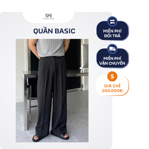 Quần Tây Nam Ống Suông Đen Cạp Cao – Form Wide-Leg Công Sở Lịch Lãm - Ảnh 3