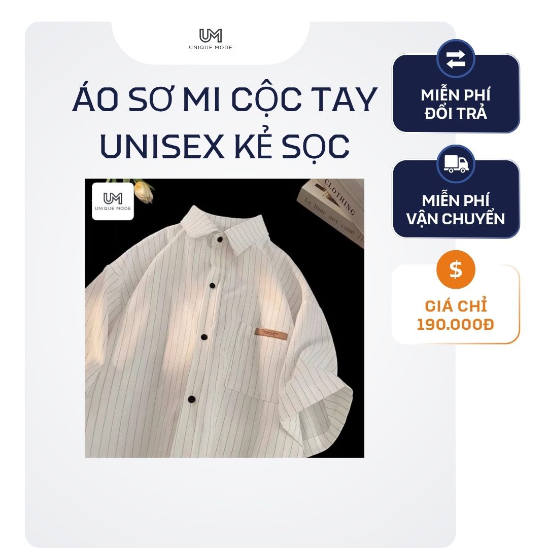 Áo sơ mi cộc tay Unisex kẻ sọc hot trend 2026 - Ảnh 2