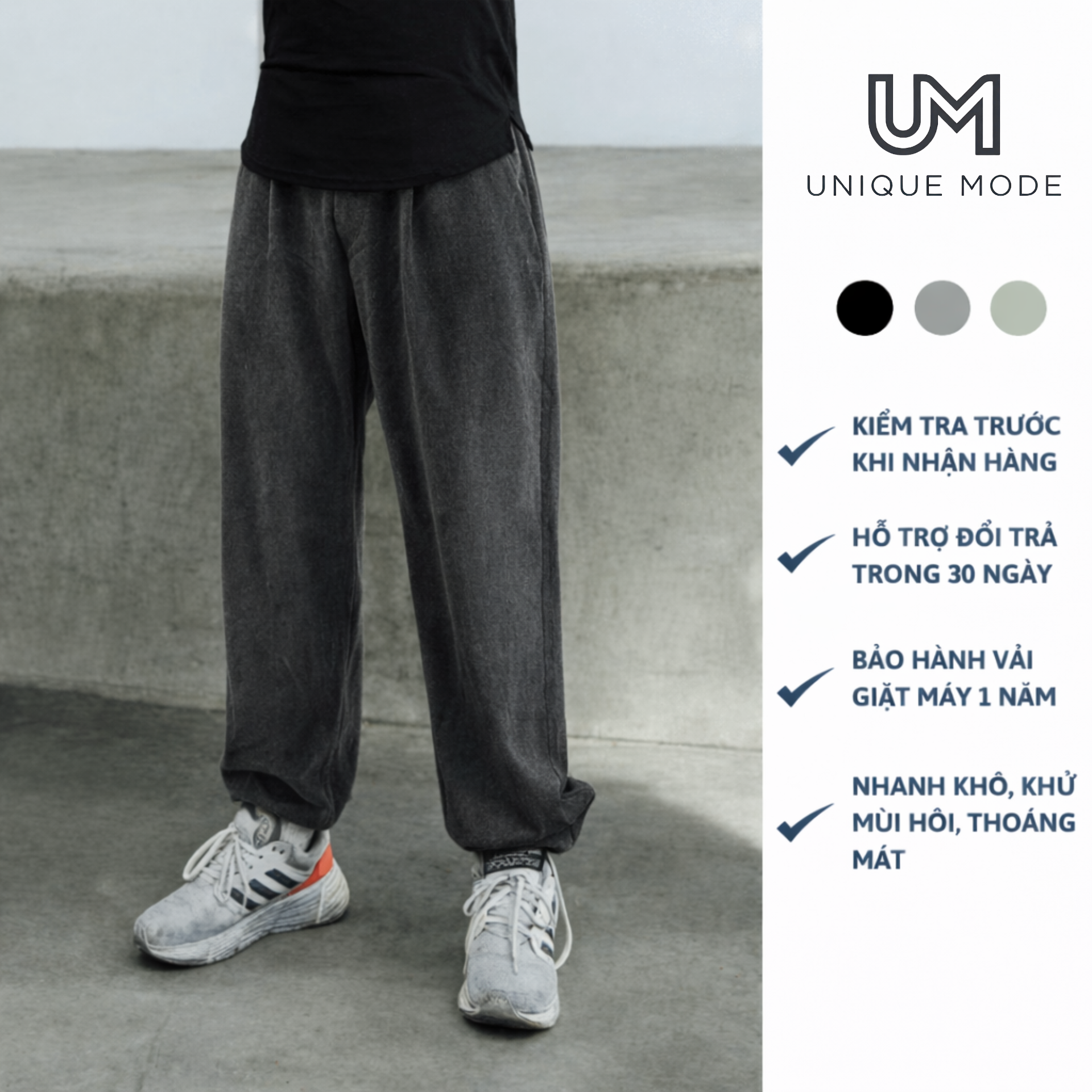 Quần Ống Rộng Form Unisex | UNIQUE MODE 45-110kg Chất vải thoáng mát thoải mái - Ảnh 2