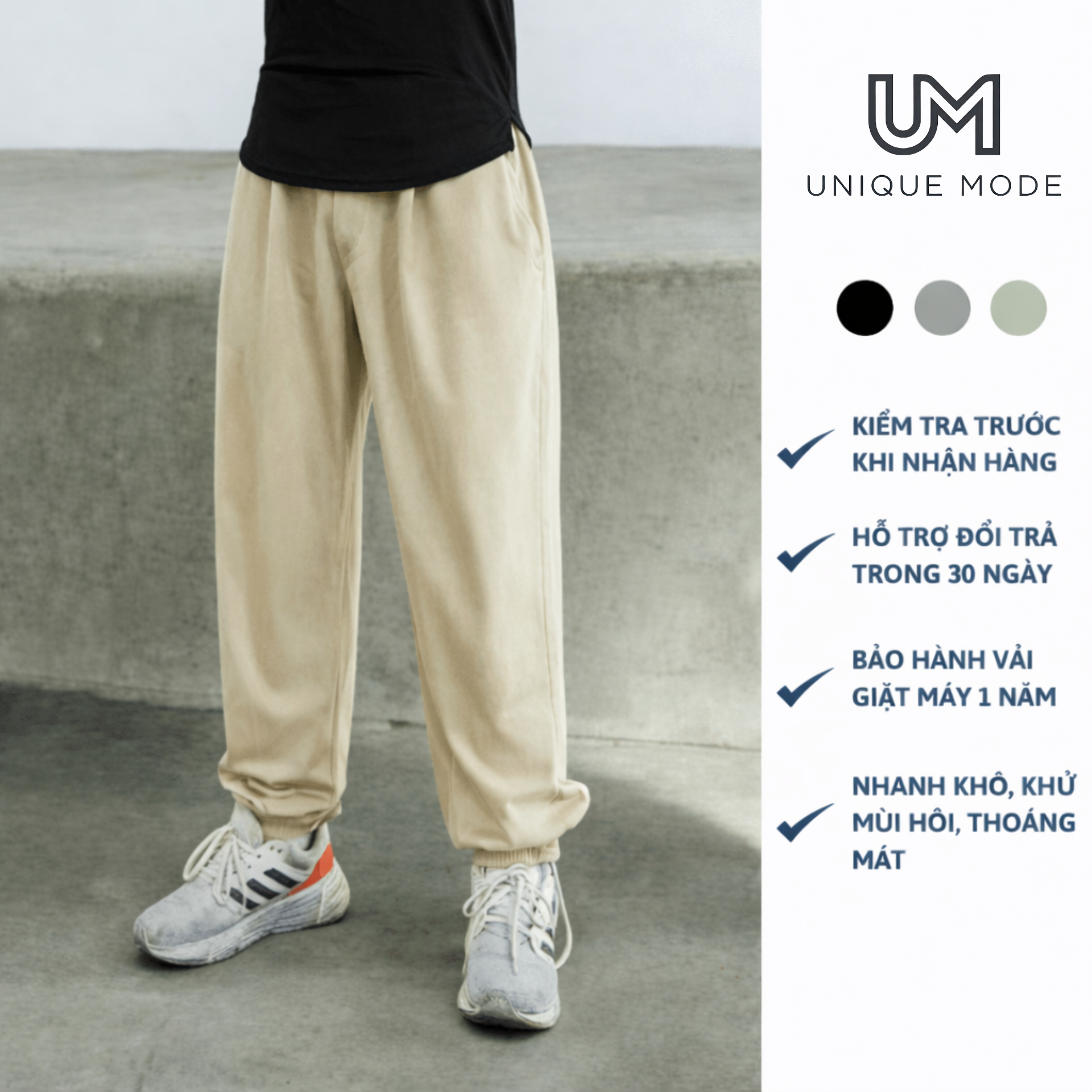 Quần Ống Rộng Form Unisex | UNIQUE MODE 45-110kg Chất vải thoáng mát thoải mái - Ảnh 3