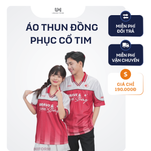 Áo thun đồng phục cổ tim cá tính màu đỏ trắng phong cách tối giản